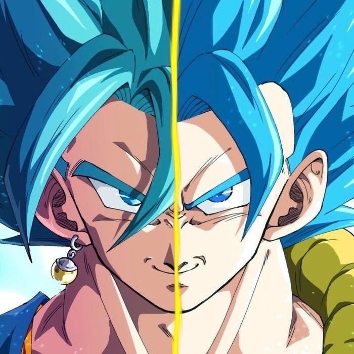 Aura flaring upward dramatically in centered Vegito pfp