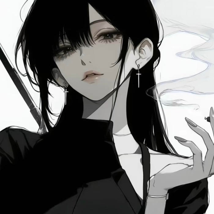 Barely visible sadness resting inside cold anime pfp