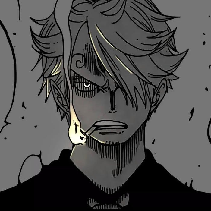 Black and white dramatic edit elevating timeless Sanji pfp look