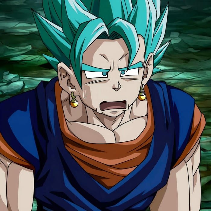 Blue aura Super Saiyan Blue aesthetic shaping Vegito pfp
