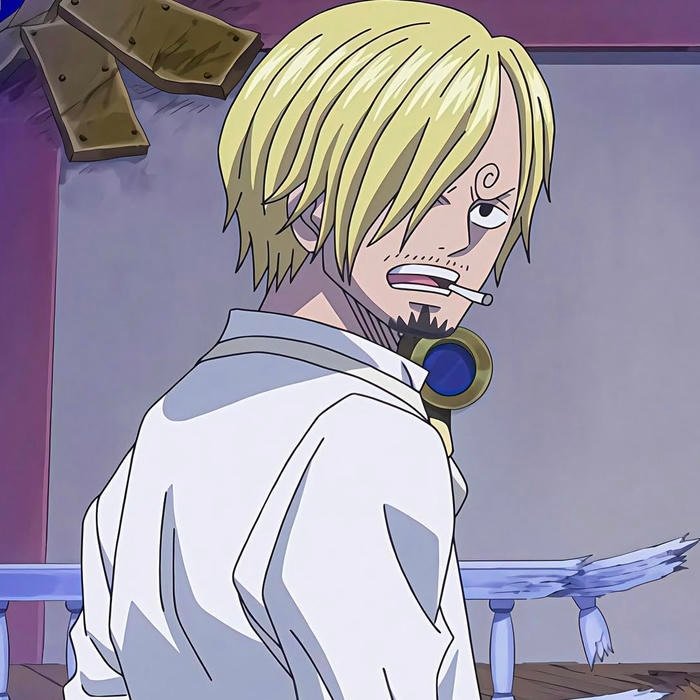 Bold directional lighting carving strong contours in Sanji pfp