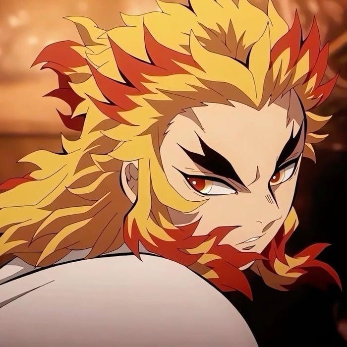 Bright flame themed power captured strongly inside rengoku pfp