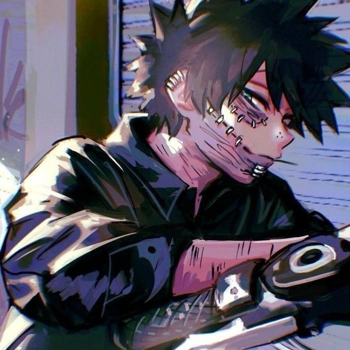 Burnt skin texture adding intensity to dabi pfp