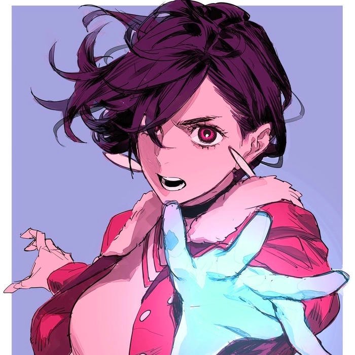 Clean line anime style supporting momo ayase pfp