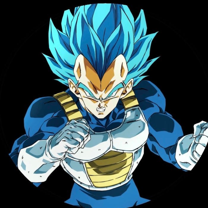 Close up facial intensity emphasizing dominance in Vegito pfp