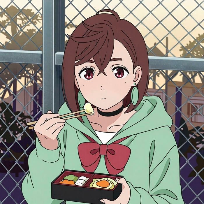 Confident smile detail enhancing visual appeal of momo ayase pfp