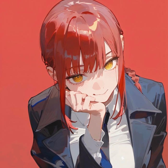 Controlled beauty and dominance inside makima pfp