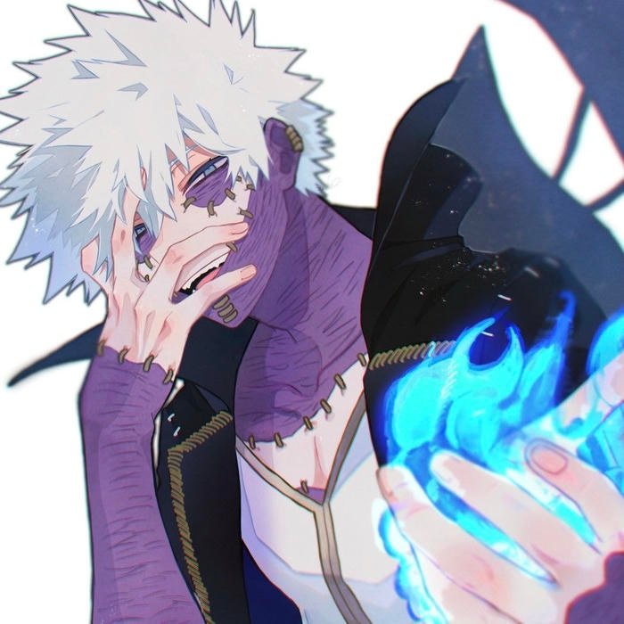 Controlled chaos visible through facial expression in dabi pfp
