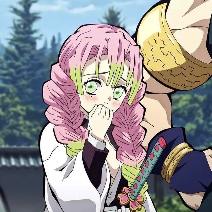 Cute yet elegant character styling shown in mitsuri pfp