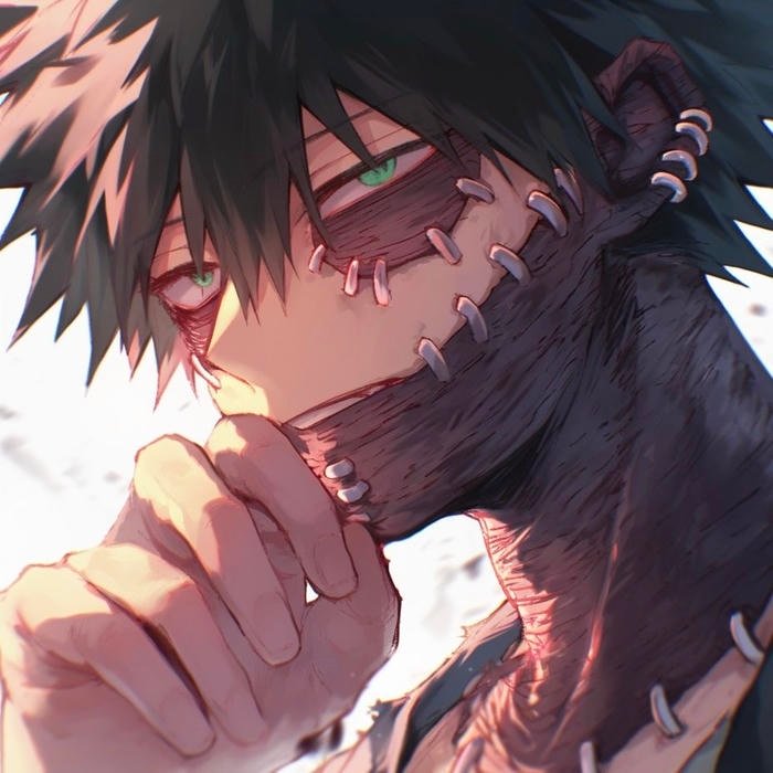 Dark anime portrait emphasizing destruction using dabi pfp