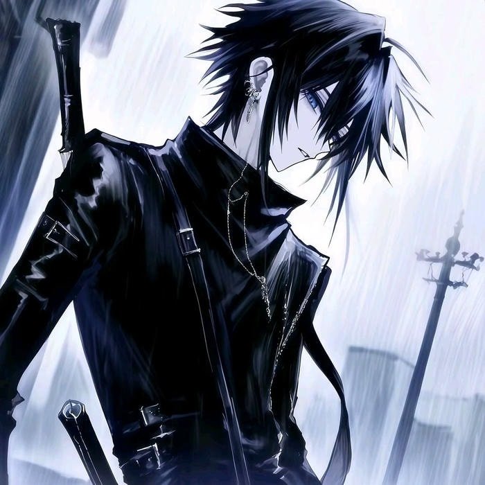 Dark fashion emo anime boy pfp blending elegance and edge