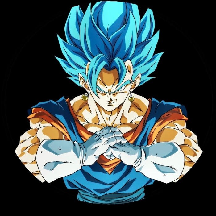 Dark storm clouds swirling behind legendary Vegito pfp