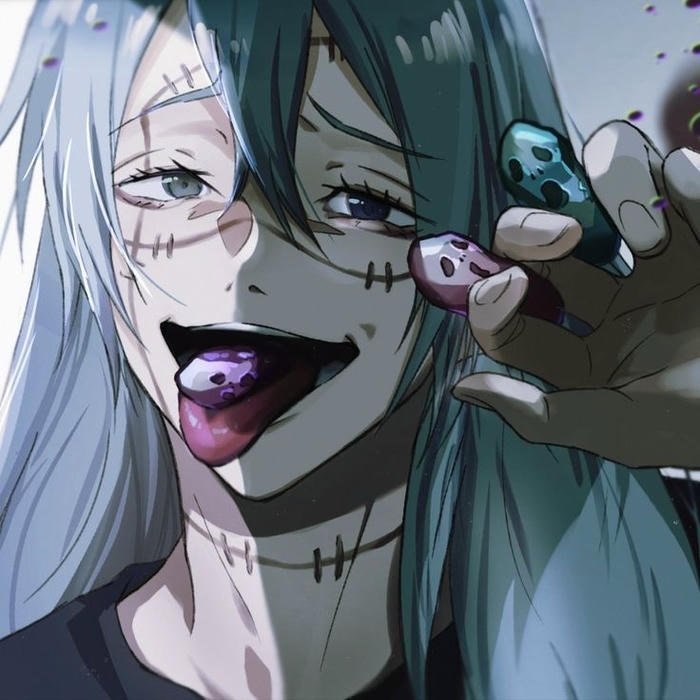 Darkly playful expression captured vividly in mahito pfp