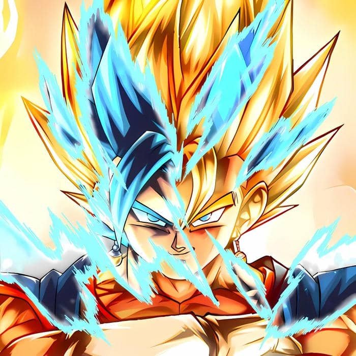 Deep shadow gradients sculpting bold features in Vegito pfp