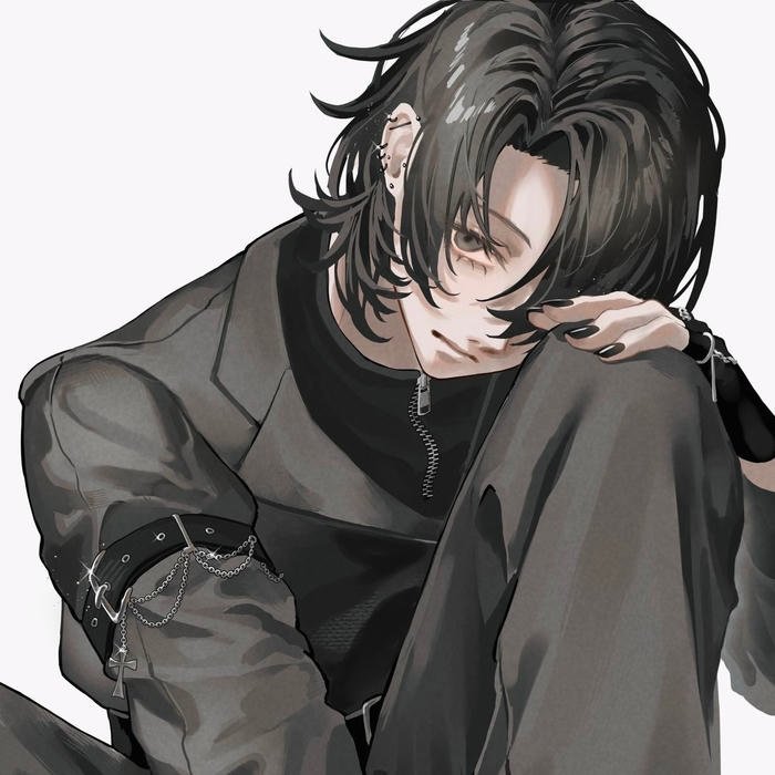 Emo anime boy pfp presenting sleek silhouettes and moody styling