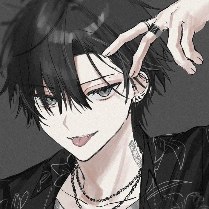 Emo anime boy pfp styled with dark fashion inspired confidence