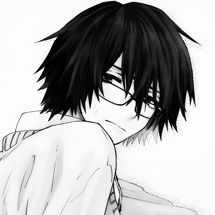 Fashion aware emo anime boy pfp with modern anime influence