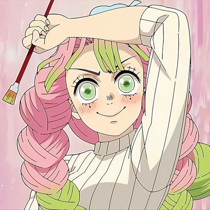 Feminine elegance blended into the mitsuri pfp style