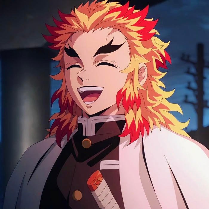 Fiery anime warrior energy clearly shown through rengoku pfp