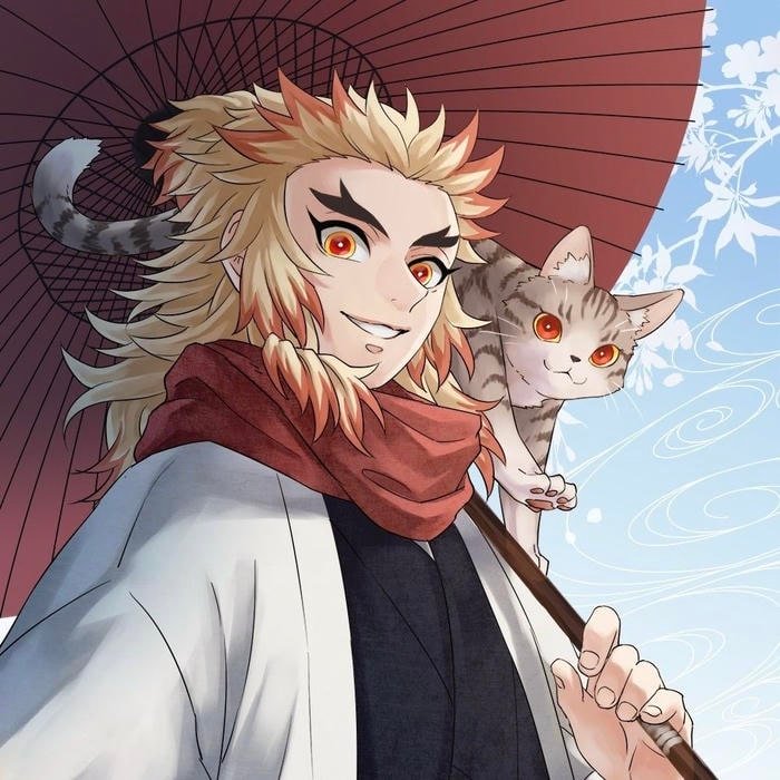 Flame inspired anime portrait designed for rengoku pfp