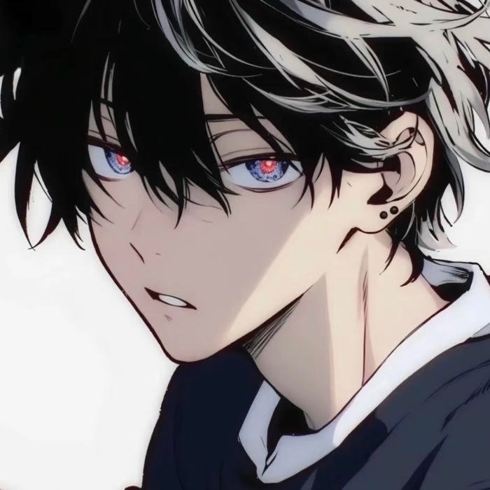 Focused facial detail artwork chosen as anime man pfp