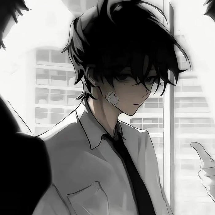 Heavy silence sad anime pfp boy surrounded by emptiness