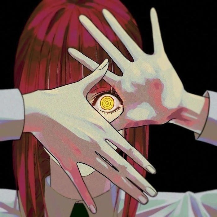 Intimidating anime expression presented in makima pfp artwork