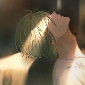 Lonely frame sad anime pfp boy with minimal background