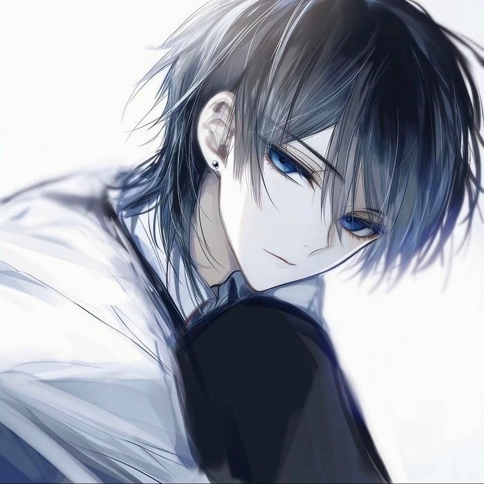 Lonely sad anime pfp boy captured in silent moment