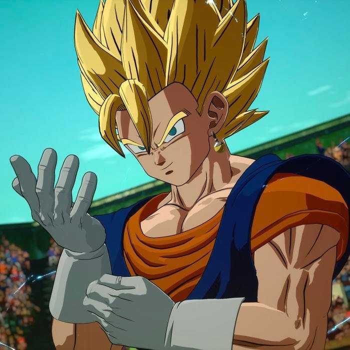 Low angle perspective increasing heroic scale of Vegito pfp