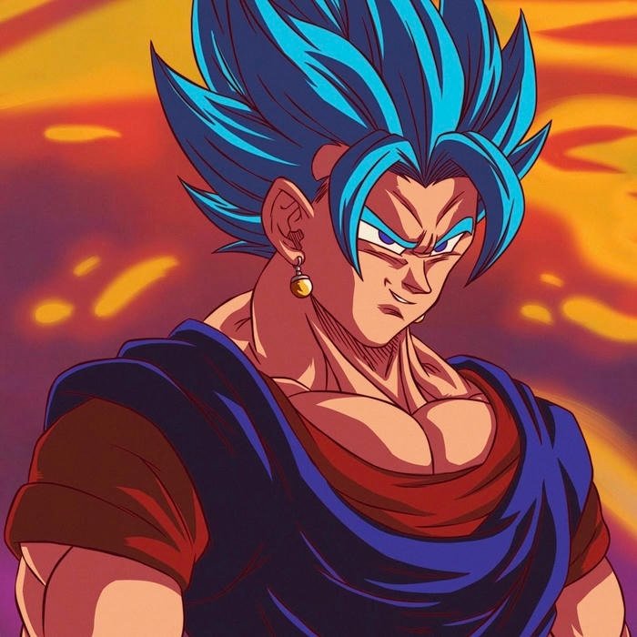 Minimal background focus sharpening iconic presence of Vegito pfp