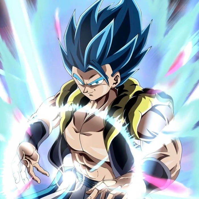 Piercing battle ready stare dominating cinematic Vegito pfp frame