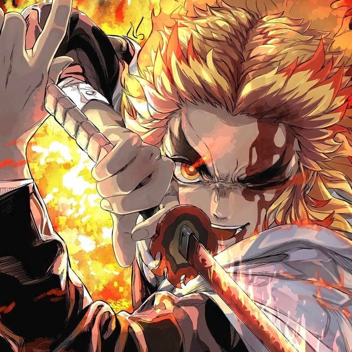 Powerful anime flame aesthetic seen in rengoku pfp