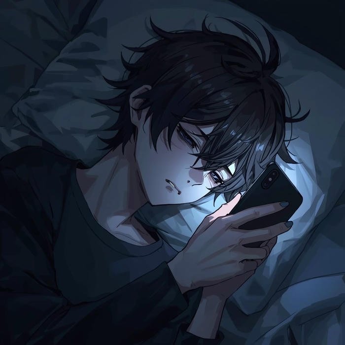 Reflective silence sad anime pfp boy holding emotions