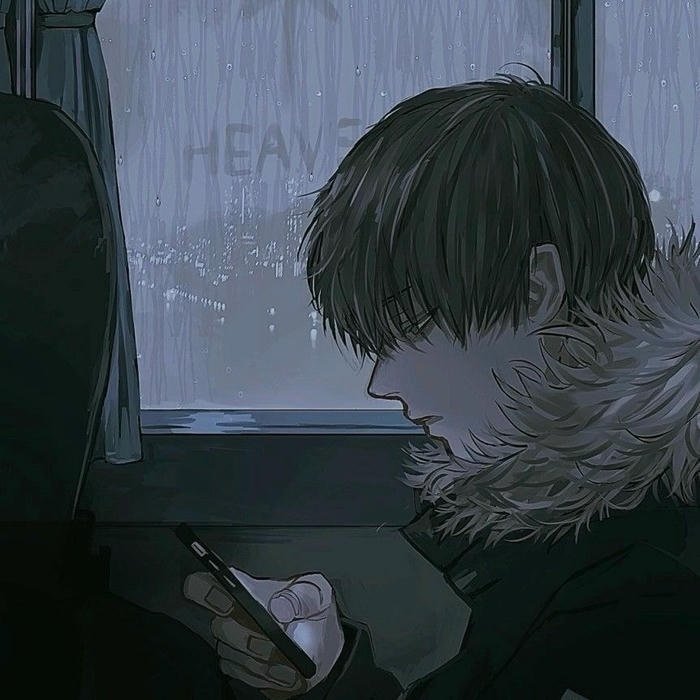 Silent breakdown sad anime pfp boy holding composure