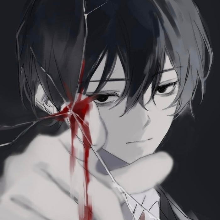 Somber vibe sad anime pfp boy with gentle shadows