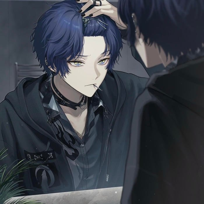 Street inspired emo anime boy pfp with rebellious visual tone