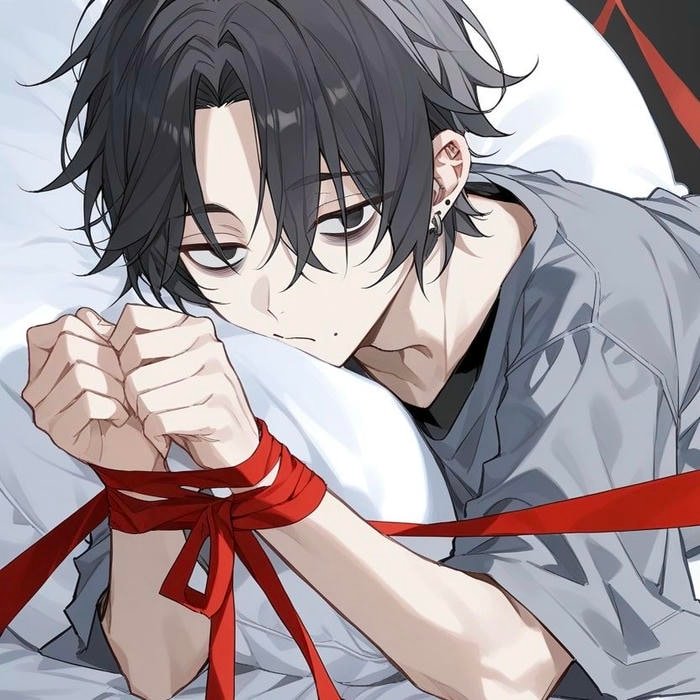 Stylish dark emo anime boy pfp with confident visual framing