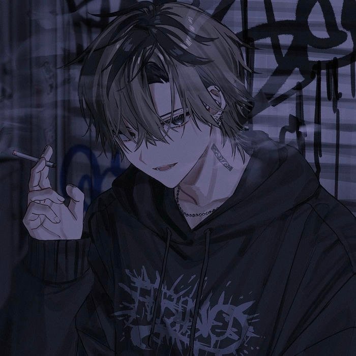 Stylish emo anime boy pfp emphasizing hair and outfit coordination