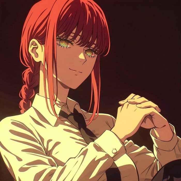 Subtle menace and authority shown through makima pfp