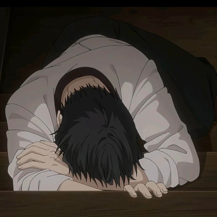 Tired soul sad anime pfp boy showing vulnerability