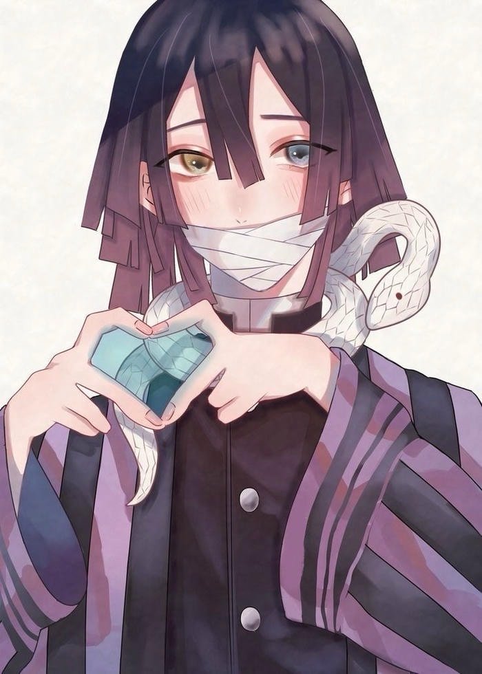 a serious and guarded mood within obanai pfp