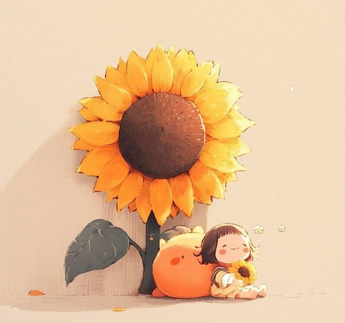 avatar sunflower pfp with pastel background