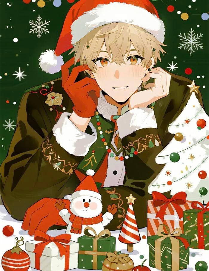 cheerful winter tone fills christmas anime pfp boy