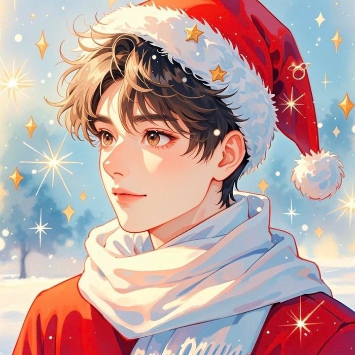 christmas anime pfp boy capturing a friendly festive mood