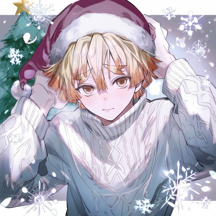 christmas anime pfp boy highlighting youthful holiday spirit