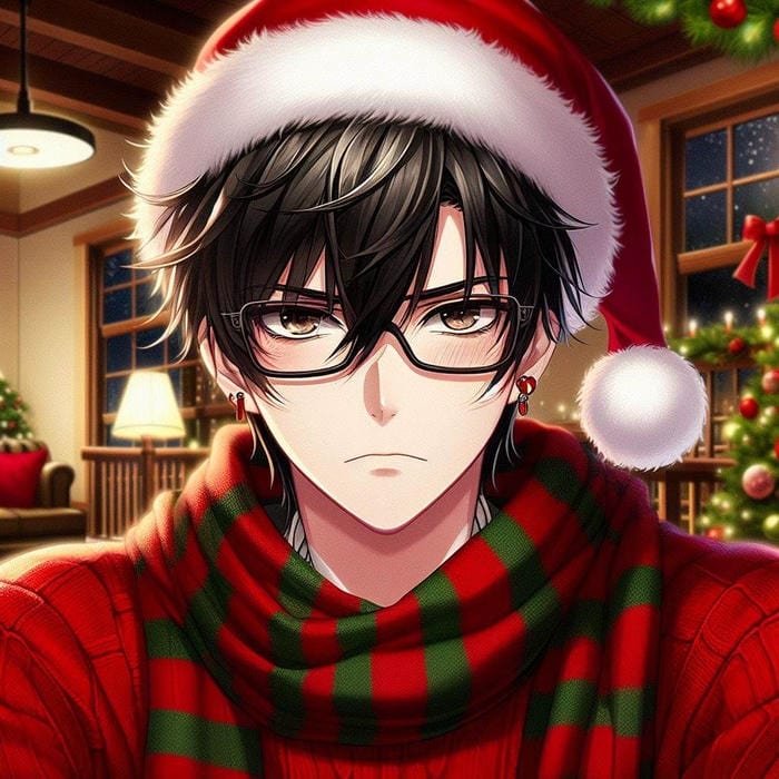 christmas anime pfp boy presenting joyful seasonal emotion