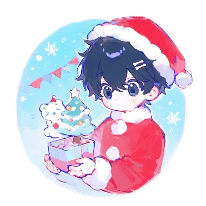 christmas anime pfp boy shaped by holiday excitement