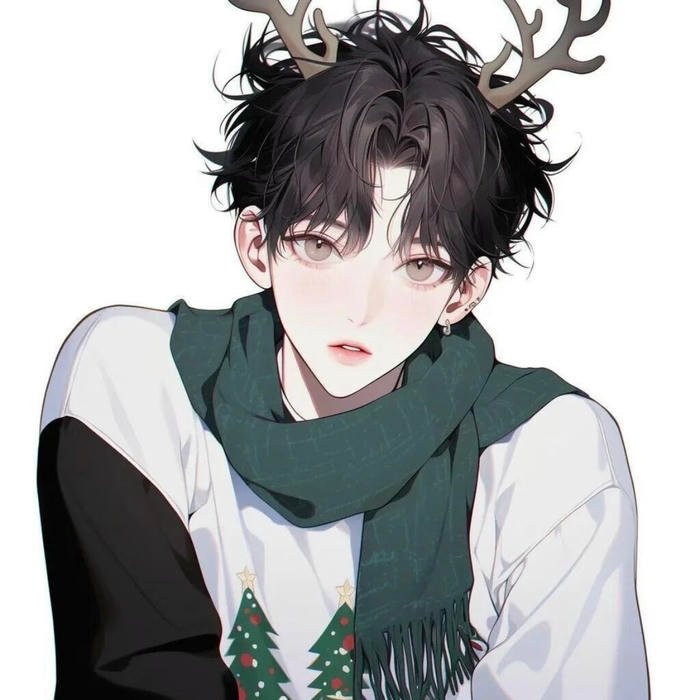 christmas anime pfp boy with a cheerful winter expression