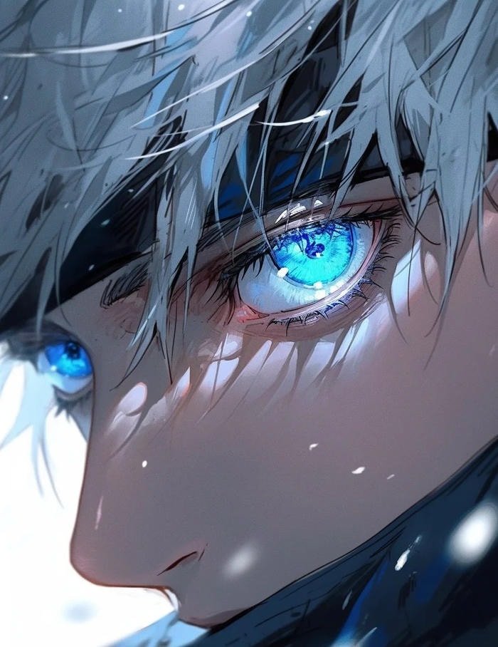 close up gojo discord pfp with sharp focus